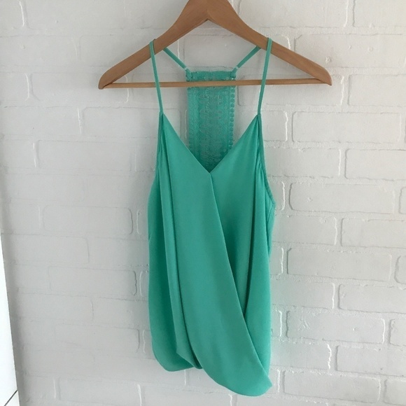 Naked Zebra Tank top Teal Green Aqua RacerBack Crochet Draped Size S - Picture 1 of 7
